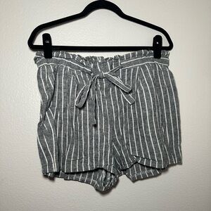 Gray and White Striped Shorts